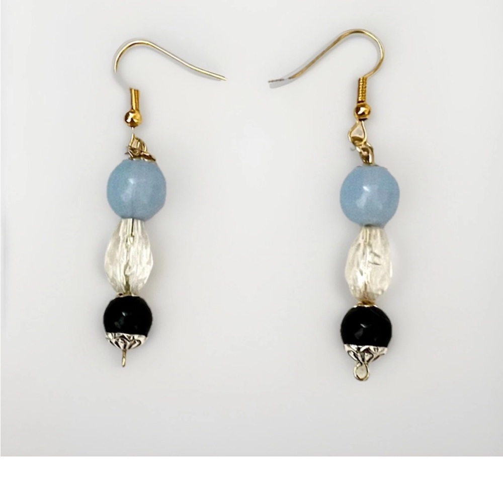 Earrings Blue and black beaded handmade #boho #festival